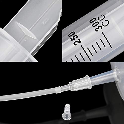 Hentek 300ml Jeringa de Plástico, Jeringa Grande con 1.35m Tubo Flexible PVC para Alimentación Perfumes Alimentacion Lubricantes sin Aguja