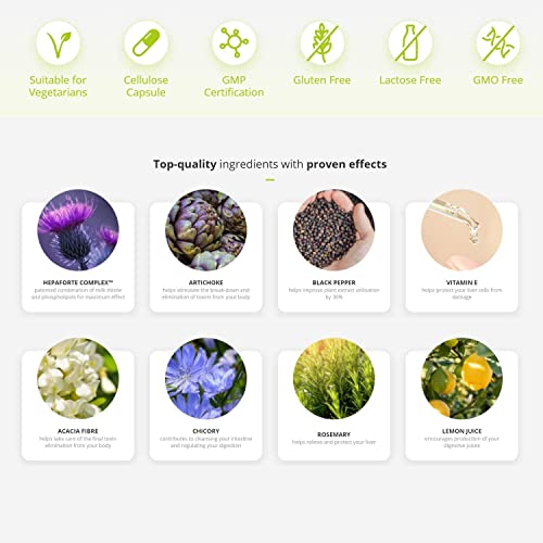Hepafar Forte | Complejo de cardo mariano, alcachofa y diente de león | 120 cápsulas de alta dosis | Con vitamina E, fosfolípidos | Innovadora fórmula patentada de alta biodisponibilidad