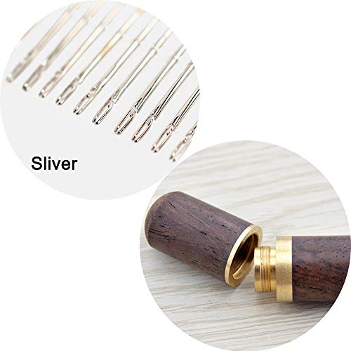 Her Kindness 12 Pcs Agujas Enhebrado Automatico,Agujas Coser a Mano Facil Enhebrar Aguja Magica Agujas Maquina de Coser （Con caja de agujas de madera）
