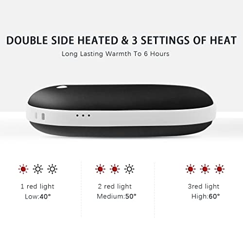 Herbst Calentador de manos USB Powerbank 5200 mAh eléctrico reutilizable calefacción de doble cara regalo para mujeres, niños y hombres (negro)