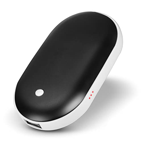 Herbst Calentador de manos USB Powerbank 5200 mAh eléctrico reutilizable calefacción de doble cara regalo para mujeres, niños y hombres (negro)