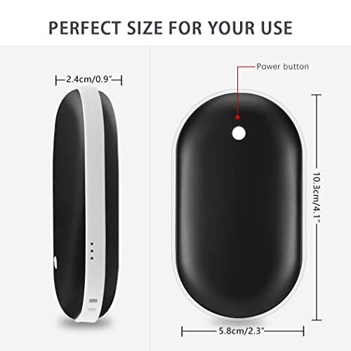 Herbst Calentador de manos USB Powerbank 5200 mAh eléctrico reutilizable calefacción de doble cara regalo para mujeres, niños y hombres (negro)