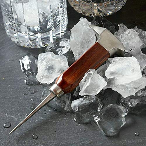 HERCHR Pico de Hielo de Acero Inoxidable de 17cm con Mango de Madera de Seguridad, La Mejor Herramienta para Tallar Final Touch Ice Pick Japanese Style para Barras de Cocina