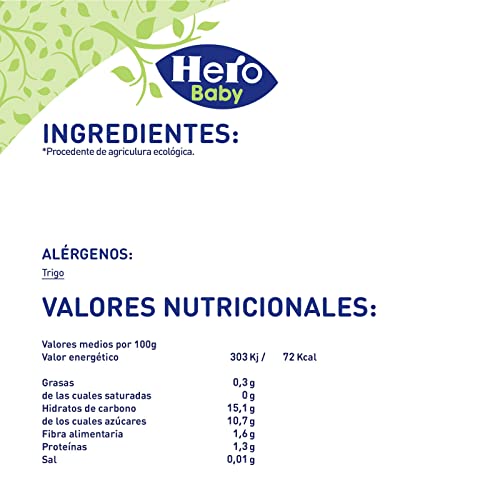 Hero Baby Mi Fruta Bolsita de Fruta con Naranja, Plátano, Pera y Galleta - Para Bebés a Partir de los 12 Meses - Pack de 18 x 100 g
