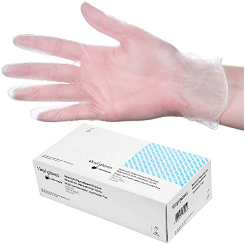 HeroTouch Guantes Desechables De Vinilo sin Polvo ni Proteínas Alergénicas, 100 Unidades Por Caja Dispensadora, Talla XL sin Guantes Protectivos para Uso en Hogar, Tiendas y Cosméticos
