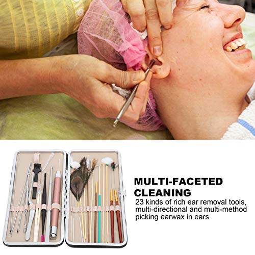 Herramienta de eliminación de cera de oídos Prácticas selecciones de orejas de doble punta Cera de extracción de peso ligero(23 classic black ear pick sets)