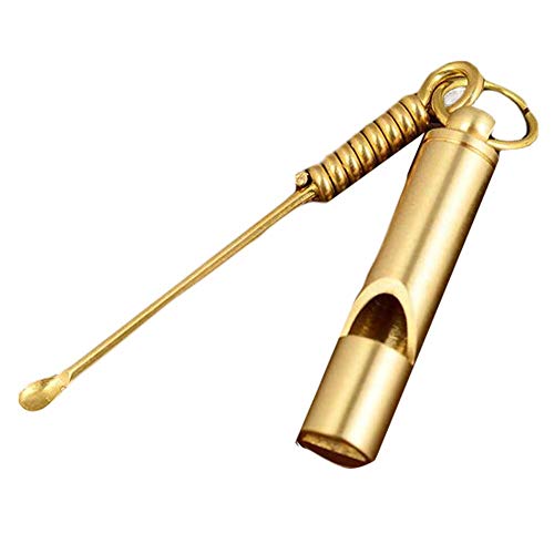 Herramienta de extracción de cera para la oreja de cuchara de latón Herramienta para la eliminación de cera para los oídos y llavero de silbato