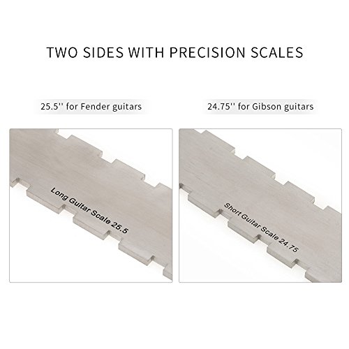 Herramienta de regla de cuello de guitarra, regla de borde recto de acero inoxidable + juego de herramientas de regla de medición de cuerdas, accesorio de actualización de instrumentos