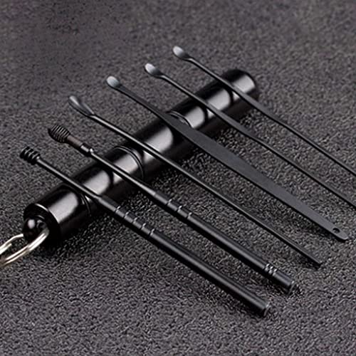 Herramienta portátil de recogida de oreja Hebilla Earwax Adulto Earpick tipo espiral calmante y anti-picazón Herramienta de limpieza de cera de oído (negro)