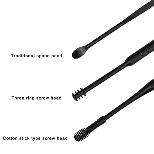 Herramienta portátil de recogida de oreja Hebilla Earwax Adulto Earpick tipo espiral calmante y anti-picazón Herramienta de limpieza de cera de oído (negro)