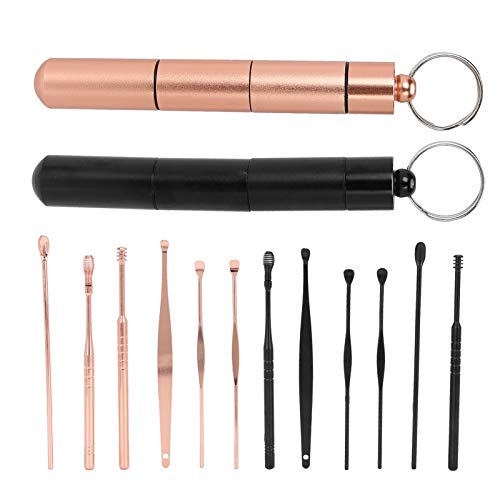 Herramientas reutilizables de oro rosa/negro de superficie suave para la oreja, herramientas de la selección de cera de oído, desmontables para el hogar
