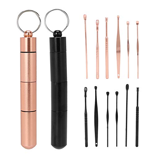 Herramientas reutilizables de oro rosa/negro de superficie suave para la oreja, herramientas de la selección de cera de oído, desmontables para el hogar