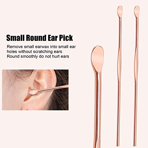 Herramientas reutilizables de oro rosa/negro de superficie suave para la oreja, herramientas de la selección de cera de oído, desmontables para el hogar