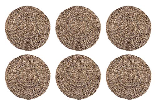 HERSIG - Pack 6 Salvamanteles Individuales | Manteles Individuales Redondos de Enea - 35 cm