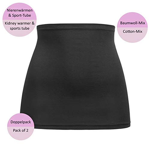 Herzmutter Cinturón de Maternidad - 2 Partes - Faja de Maternidad - Banda para Futura Mama - Moderno-Ajustado-Práctico-Elástico – Unicolor - algodón - 6300 (M, Negro | Negro a Rayas)