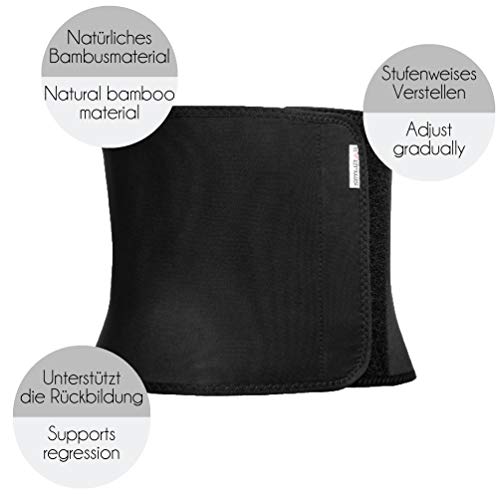 Herzmutter Soporte Banda posparto - Cinturón de recuperación de Maternidad - Corsé Postparto - Talladora del Cuerpo Mujer - Recuperación-Ajustable-Apoyar - 3100 (XXL, Negro)