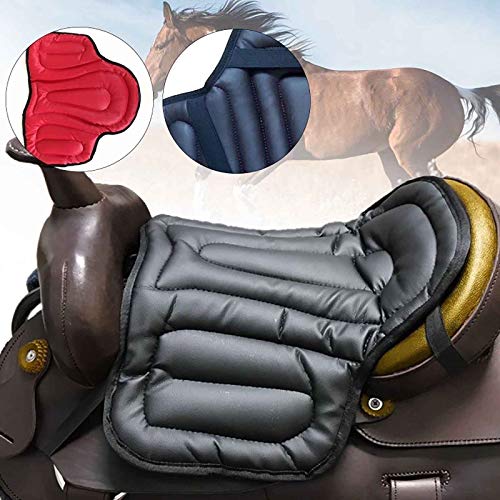 HEWXWX Silla de Montar Absorción de los Golpes y Engrosamiento, Almohadillas Blandas para el Asiento del Caballo Equipo de equitación Almohadillas de Montar del Oeste de la PU indoloras,Black