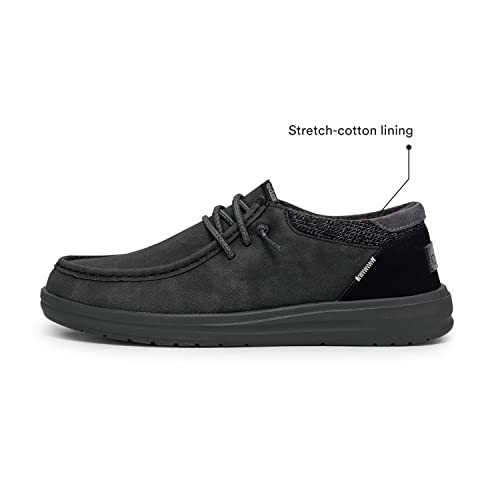 Hey Dude Paul - Mocasines de Hombre - Color Total Black - Zapatos de Hombre Ligeros y Cómodos - Cuero Ecosostenible - Plantilla de Espuma de Memoria – Talla EU 41