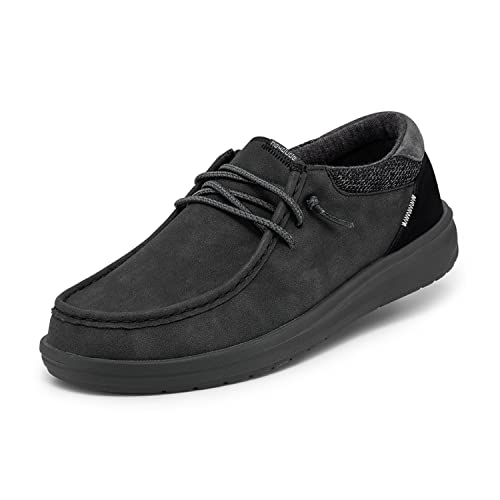Hey Dude Paul - Mocasines de Hombre - Color Total Black - Zapatos de Hombre Ligeros y Cómodos - Cuero Ecosostenible - Plantilla de Espuma de Memoria – Talla EU 41