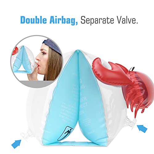 HeySplash Banda de Brazo Inflatable para Niños, Mangas de Flotación, Manguitos de Natación Infantil,Flotadores Piscina de PVC Dispositivo de Entrenamiento Plegables - Cangrejo Azul