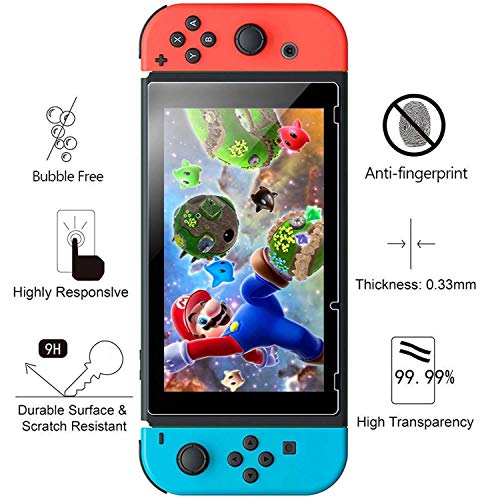 HEYSTOP Carcasa Compatible con Nintendo Switch, Funda Nintendo Switch con Protector de Pantalla para Nintendo Switch Console y con 6 Agarres para el Pulgar
