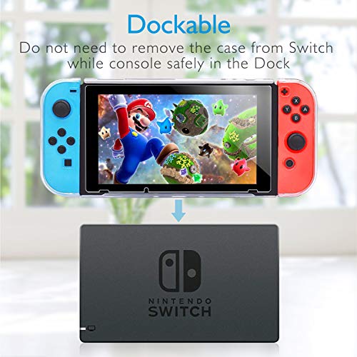 HEYSTOP Carcasa Compatible con Nintendo Switch, Funda Nintendo Switch con Protector de Pantalla para Nintendo Switch Console y con 6 Agarres para el Pulgar