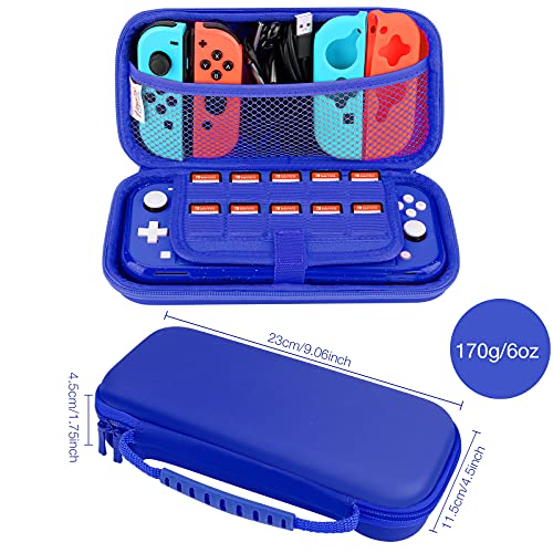 HEYSTOP Funda para Nintendo Switch Lite con Carcasa Switch Lite + Protector de Pantalla + Funda Tarjeta de Juegos + Tapas de Agarre para el Pulgar - Azul