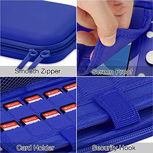 HEYSTOP Funda para Nintendo Switch Lite con Carcasa Switch Lite + Protector de Pantalla + Funda Tarjeta de Juegos + Tapas de Agarre para el Pulgar - Azul