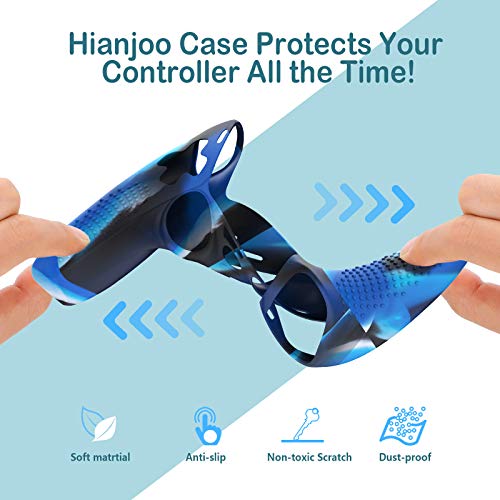 Hianjoo Accesorios Compatible con Sony PS5, [Paquete de 10] 2 PCS Controlador de Mango Antideslizante Funda Protectora de Silicona con 8 Agarre para el Pulgar, Azul Claro