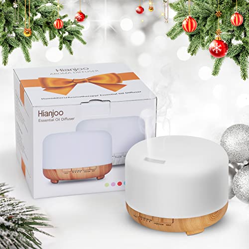 Hianjoo Aroma Diffuser Humidificador 450ml Humidificador Ultrasónico Aromaterapia Lámpara LED Colorida con Función Control Remoto para Yoga Salon SPA Vivir,Dormir, Bañarse, Hotel, Marrón