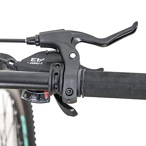 Hiland Bicicleta de montaña de 26 Pulgadas, Cuadro de Aluminio, 24 velocidades, Disco Dual con Horquilla de suspensión Lock-out para Mujeres, Color Morado…