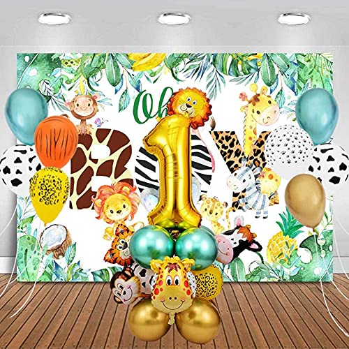 Hilloly 26 pcs Selva Fiesta de Cumpleaños Decoracion Globos de Latex y Safari Bosque Animal Globos para Niño Cumpleaños Baby Shower Carnaval decoración de Fiesta