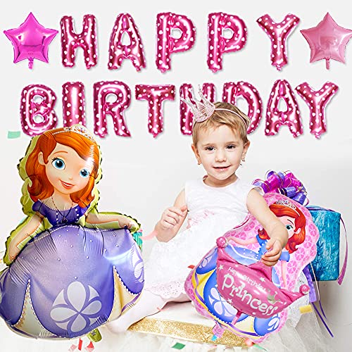 Hilloly Globos de Cumpleaños de Sofia, 27 Artículos de Cumpleaños de Sofia, Decoraciones de Cumpleaños de Princesa, Globos de Feliz Cumpleaños para Fiestas de Cumpleaños Infantiles
