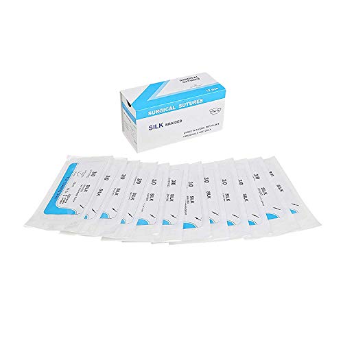 Hilo de Sutura de Seda (12 Envases) | El Mejor Hilo para Practicar Suturas | Para Estudiantes de Medicina, Doctores, Dentistas, Enfermeras y Veterinarios | Hilo de Sutura de Seda 3/0 |