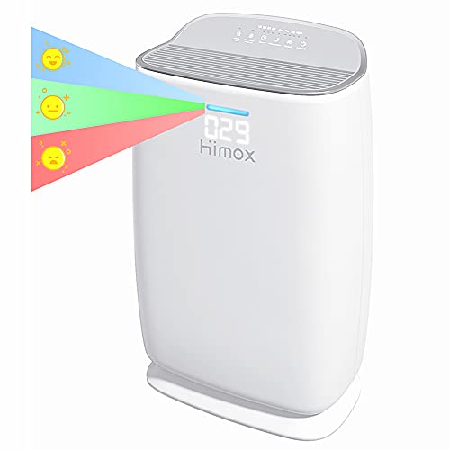 HIMOX Smart Purificador Aire HEPA H13 hasta 57㎡/h, Purificador de Aire con Filtro HEPA, Mostrar Calidad Aire, Modo de Sueño y Automático, Captura 99,97% Alergias, Virus(COVlD), Olor, Humo