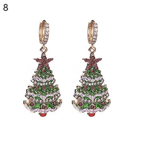 Hislaves Pendientes de moda, 1 par de pendientes de Navidad con diseño de copo de nieve para mujer, con diseño de muletas de dibujos animados, colgantes para fiestas, Metal,