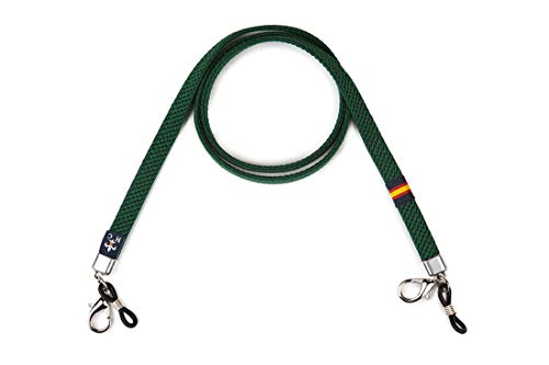 HISPANIA COLORS SINCE MMXI SPAIN Colgantes para mascarillas y gafas - Pack de 2 o indiividuales - Elástico con bandera de España (Azul marino, 1)
