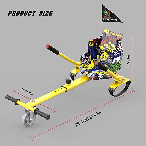 HITWAY Hoverboard de Overboard 6.5 Pulgadas y Hoverkart, Patinete Eléctrico Auto Equilibrio con Hoverkart, Scooter Eléctrico Bluetooth Asiento Kart, Self Balancing Scooter con LED, Regalo para Niños…