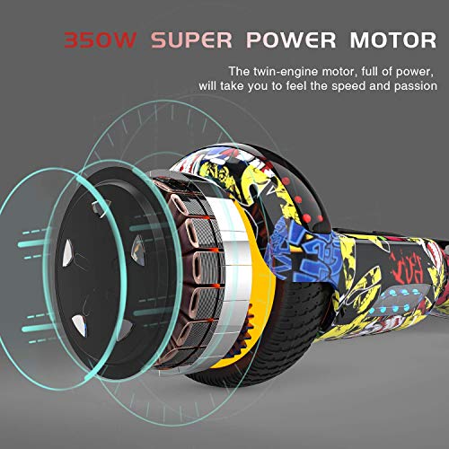 HITWAY Hoverboard de Overboard 6.5 Pulgadas y Hoverkart, Patinete Eléctrico Auto Equilibrio con Hoverkart, Scooter Eléctrico Bluetooth Asiento Kart, Self Balancing Scooter con LED, Regalo para Niños…