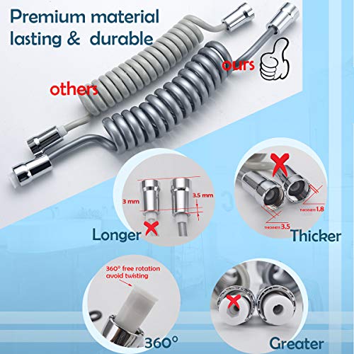 Hivexagon bidé Resorte de Manguera Flexible Tubo de Ducha Anti-Giro y Extensible hasta 2 Metros de Agua fontanería bidé pulverizador (g1 / 2”) hg498