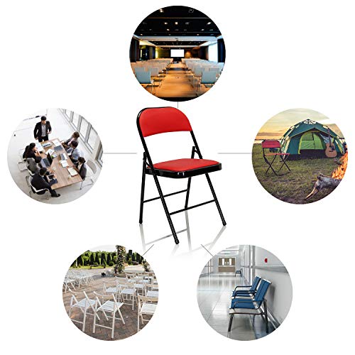 hjh Office TUDELA 803003 - Silla Plegable (Piel sint?tica, soporta hasta 130 kg, Piel sint?tica), Color Rojo