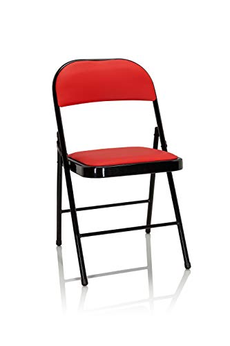 hjh Office TUDELA 803003 - Silla Plegable (Piel sint?tica, soporta hasta 130 kg, Piel sint?tica), Color Rojo