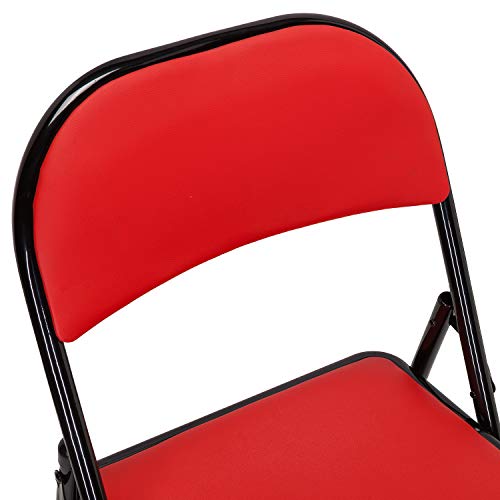 hjh Office TUDELA 803003 - Silla Plegable (Piel sint?tica, soporta hasta 130 kg, Piel sint?tica), Color Rojo