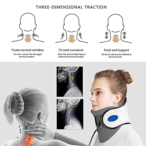 HJK Collarín Cervical ortopédico, Ajustable Dispositivo De Tracción Cervical, Soporte para el Cuello, Alivio del Dolor y la Presión en la Columna Vertebral