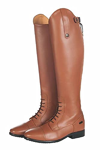 HKM Valencia - Botas de equitación para adultos, longitud larga/estrecha, 1000 coñac, 37
