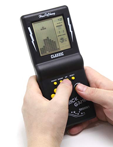 HLF Consola de Juegos de Ladrillos de Pantalla Grande de 3,5 Pulgadas, Juego de Bloques de construcción, Juego de Carreras / Tanques, 23 Juegos clásicos Integrados, Rompecabezas nostálgico (Negro)