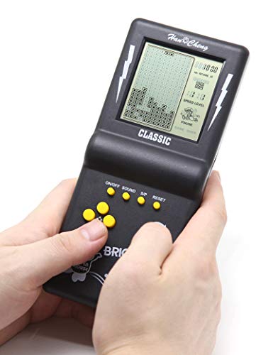 HLF Consola de Juegos de Ladrillos de Pantalla Grande de 3,5 Pulgadas, Juego de Bloques de construcción, Juego de Carreras / Tanques, 23 Juegos clásicos Integrados, Rompecabezas nostálgico (Negro)