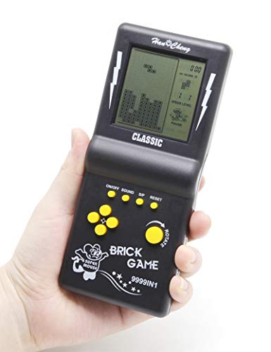 HLF Consola de Juegos de Ladrillos de Pantalla Grande de 3,5 Pulgadas, Juego de Bloques de construcción, Juego de Carreras / Tanques, 23 Juegos clásicos Integrados, Rompecabezas nostálgico (Negro)
