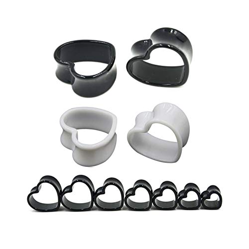 HLWJ Hundido 2 Piezas de Oreja Piercing Pendiente Enchufes y túneles Camilla ampliador del oído Medidor de la joyería del Cuerpo Mujeres Accesorios (Color : Black, Size : 3mm)