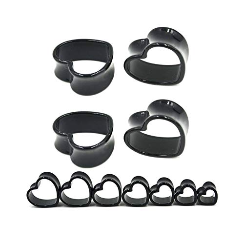 HLWJ Hundido 2 Piezas de Oreja Piercing Pendiente Enchufes y túneles Camilla ampliador del oído Medidor de la joyería del Cuerpo Mujeres Accesorios (Color : Black, Size : 3mm)